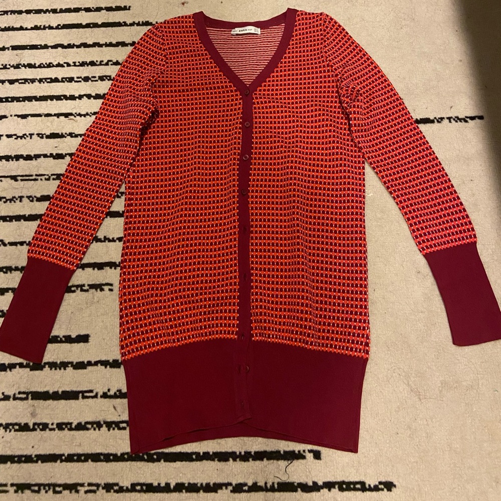 Zara Red long cardigan in size small.